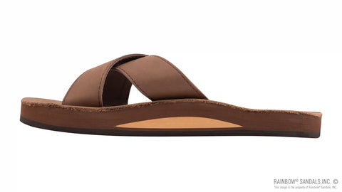 Premier Leather Top Sole Single Layer Arch Cross Strap Flat Stitch Slide