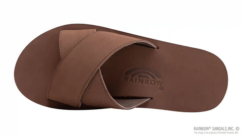 Premier Leather Top Sole Single Layer Arch Cross Strap Flat Stitch Slide