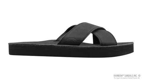 Premier Leather Top Sole Single Layer Arch Cross Strap Flat Stitch Slide