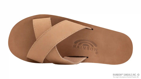 Premier Leather Top Sole Single Layer Arch Cross Strap Flat Stitch Slide