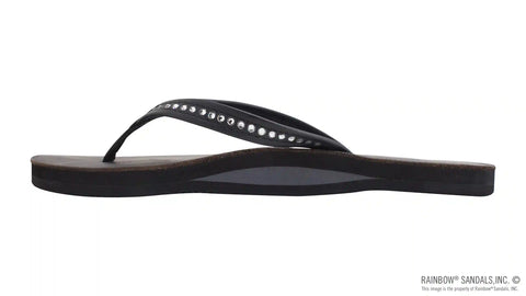 Crystal Collection - Single Layer Arch Support Leather 1/2" Narrow Strap with Crystals